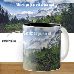 Scenic summer mountain landscape with a meadow  Two-Tone coffee mug