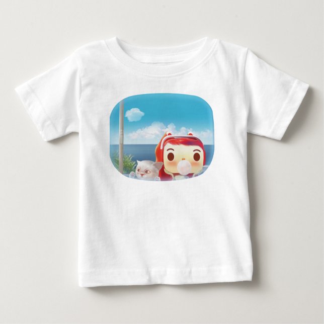 Scenic Train Ride: Bunny Girl & Cat Window Seat Baby T-Shirt (Front)