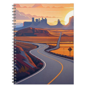 Scenic travel adventures on winding road notebook