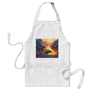 Scenic travel on winding road, sunsets standard apron