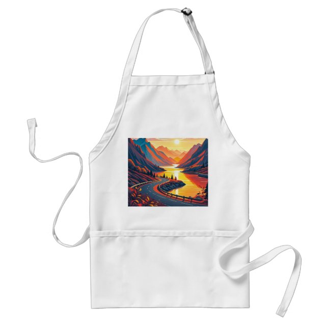 Scenic travel on winding road, sunsets standard apron (Front)