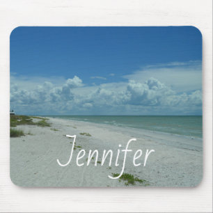 Scenic Tropical Beach Horizon Photo Add Name Mouse Pad