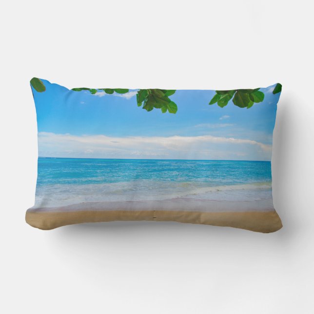 Scenic Tropical Beach Sun Sand and Surf Lumbar Cushion (Front)