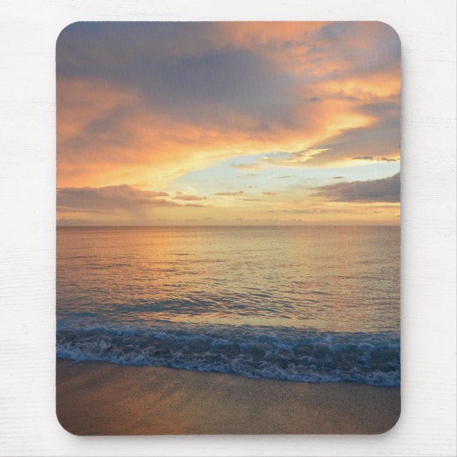 Scenic Tropical Beach Sunset Modern Nature Photo Mouse Pad (Front)