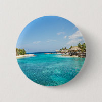 Scenic Tropical Beach with Thatched Huts Photo
