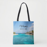 Scenic Tropical Beach with Thatched Huts Photo