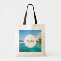 Scenic Tropical Beach with Thatched Huts Photo