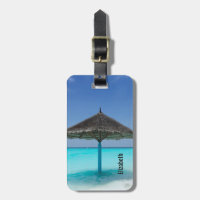 Scenic Tropical Beach with Thatched Umbrella