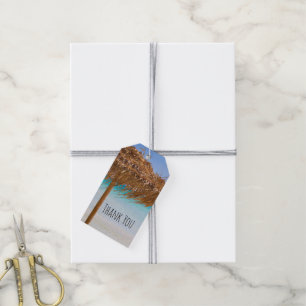 Scenic Tropical Beach with Umbrella Thank You Gift Tags