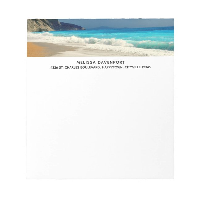 Scenic Turquoise Blue Sea Beach Photo Notepad (Front)