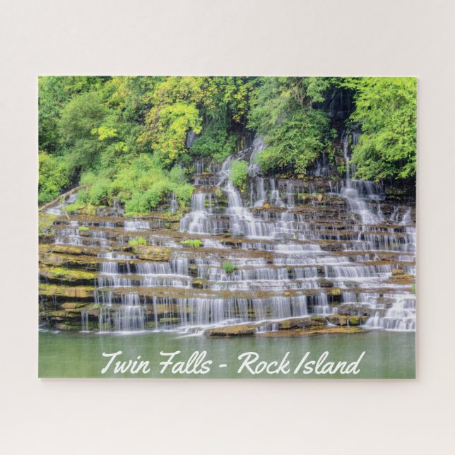 Scenic Twin Falls Rock Island Jigsaw Puzzle (Horizontal)