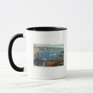 Scenic View from the Wharf, Boats and Cars Mug