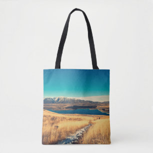 Scenic view in Mt. John summit view point, Lake T Tote Bag