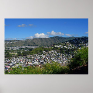 Scenic View of a Honolulu Hawaii Neighbourhood Poster