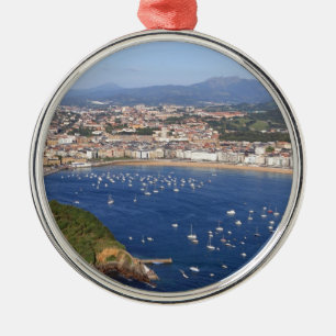 Scenic view of beautiful San Sebastian coastline Metal Ornament