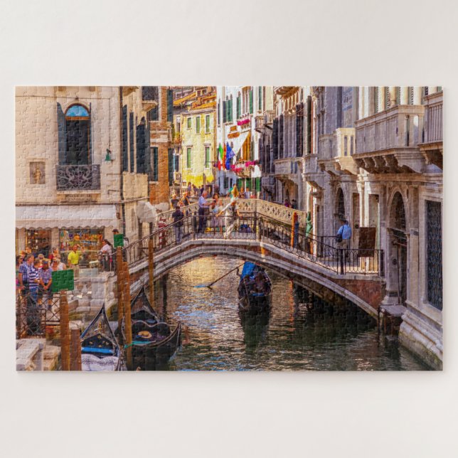 Scenic view of canal and a bridge in Venice, Italy Jigsaw Puzzle (Horizontal)