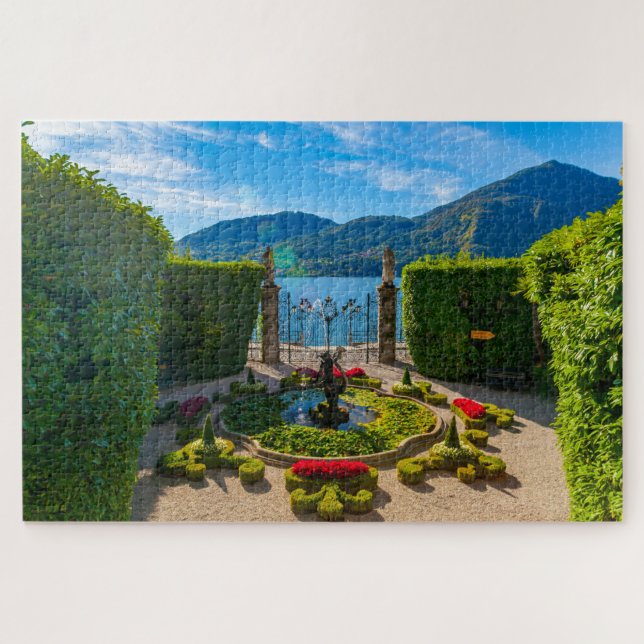 Scenic view of garden in Villa on Lake Como, Italy Jigsaw Puzzle (Horizontal)