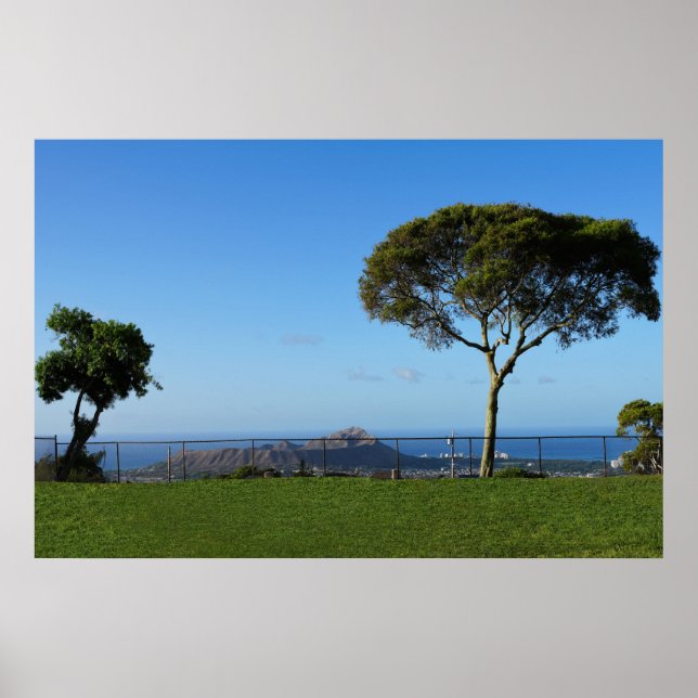 Scenic View of Honolulu with Diamond Head Poster (Front)