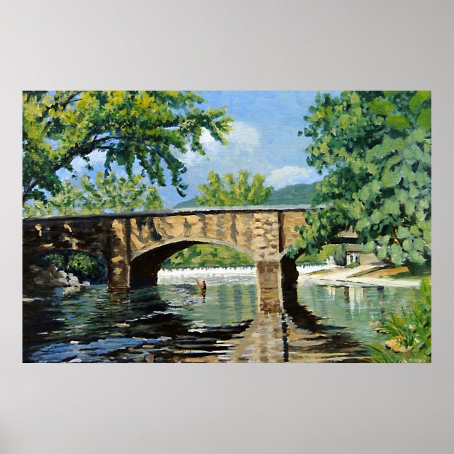 Scenic View of Missouri Trout Stream Fishing Poster (Front)