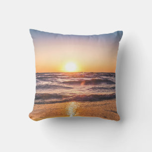 Scenic View of Ocean During Sunset Cushion
