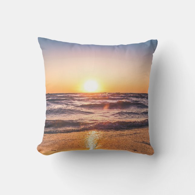 Scenic View of Ocean During Sunset Cushion (Front)
