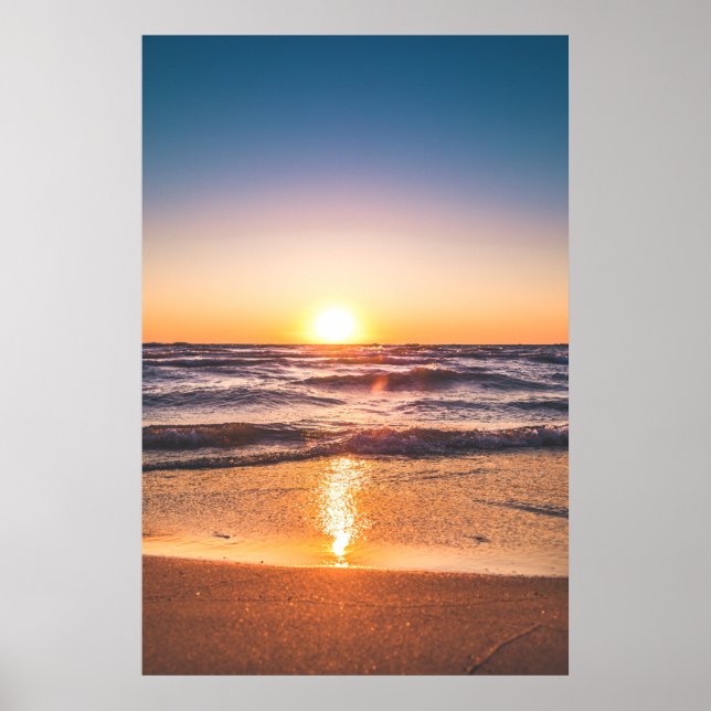 Scenic View of Ocean During Sunset Poster (Front)