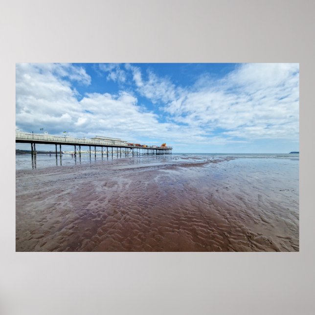 Scenic View of Paignton Pier During Low Tide Poster (Front)