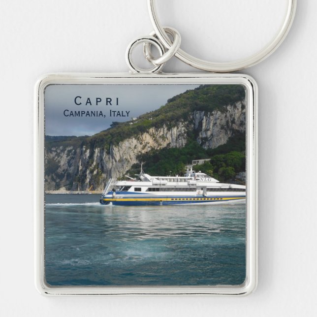 Scenic View of Passenger Boat Capri Italy   Key Ring (Front)
