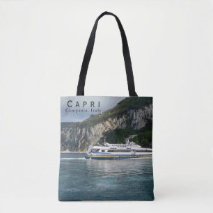 Scenic View of Passenger Boat in Capri Italy  Tote Bag