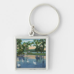Scenic View of Swans on the Lake Key Ring