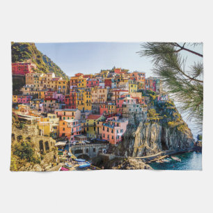 Scenic Village, Cinque Terre, Liguria, Italy Tea Towel