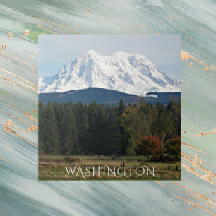 Scenic Washington Mount Rainier Landscape Ceramic Tile