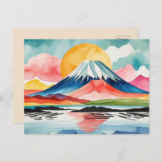 Scenic Watercolor Mountain Springtime Postcard (Front/Back)