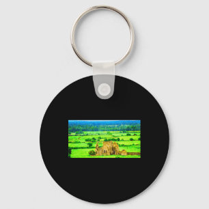 Scenic Watercolor Of Hore Abbey Amidst Lush Greene Key Ring