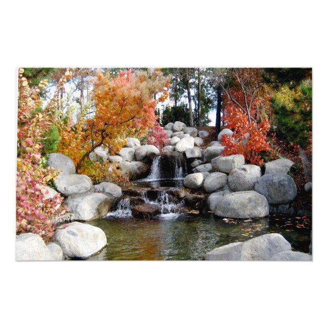 Scenic Waterfall Colourful Trees and Rocks Poster (Front)