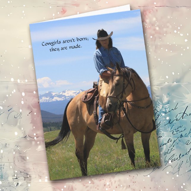 Scenic Western Cowgirl and Horse All Occasion Card (Creator Uploaded)