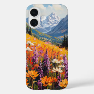 Scenic Wildflowers and Mountains Fine Art iPhone 16 Case