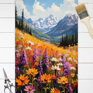Scenic Wildflowers Mountains Fine Art Decoupage Tissue Paper