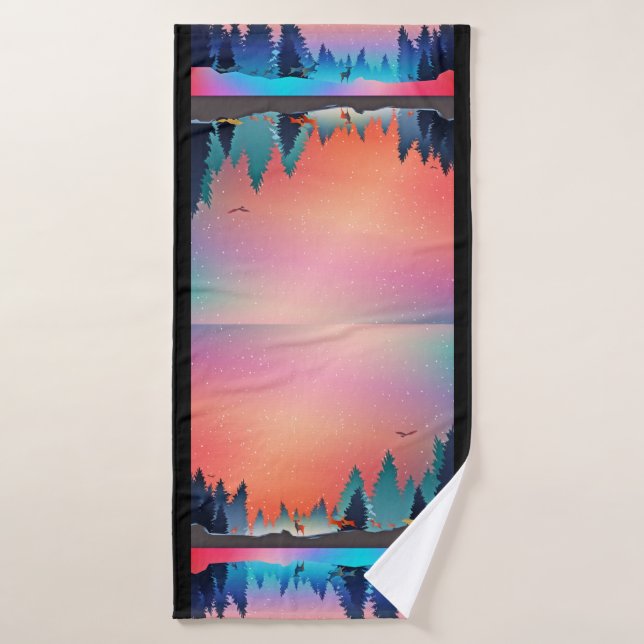 Scenic Winter Lake with Deer Bath Towel Set (Bath Towel)