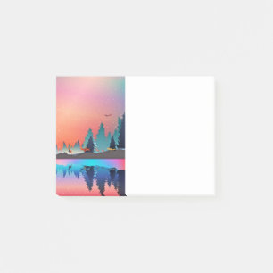 Scenic Winter Lake with Deer Post-it Notes