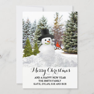 Scenic Winter Snow with Snowman Christmas  Card