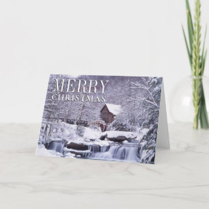 Scenic Winter View of Glad Creek Grist Mill Holiday Card