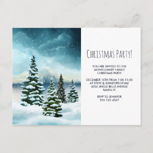 Scenic Winter Wonderland Watercolor Art Party Postcard