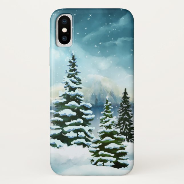 Scenic Winter Wonderland Watercolor Painting Case-Mate iPhone Case (Back)