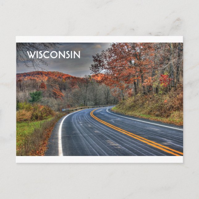 Scenic Wisconsin Roads in Fall Postcard (Front)