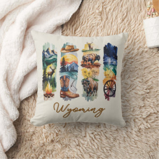 Scenic Wyoming Brushstrokes Art Cushion