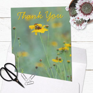 Scenic Yellow Wildflower Photograph Blank Back Thank You Card