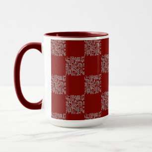 Schachbrettmuster auf burgunderrotem Hintergrund Mug