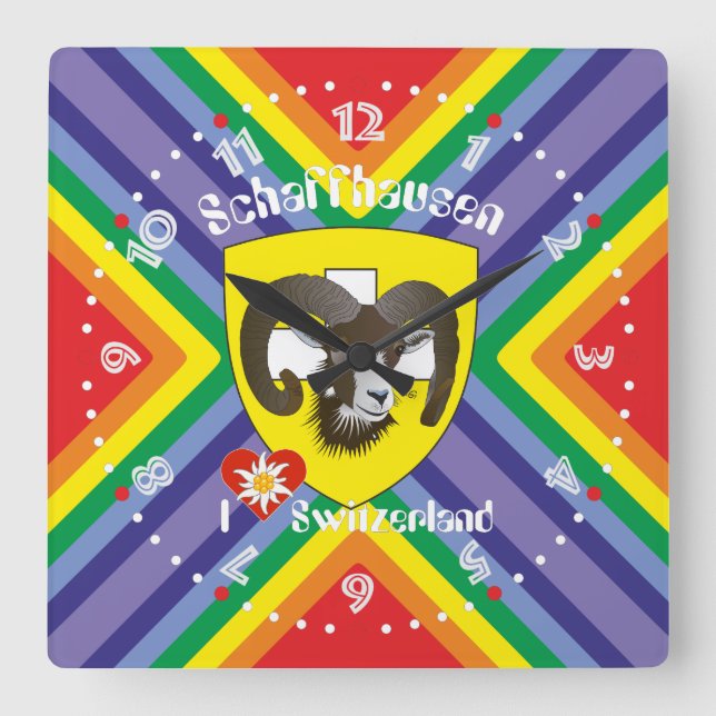 Schaffhausen - Schweiz - Suisse - Svizzera Uhr Square Wall Clock (Front)