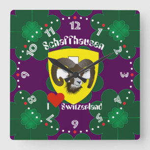 Schaffhausen - Switzerland - Suisse - Svizzera clo Square Wall Clock